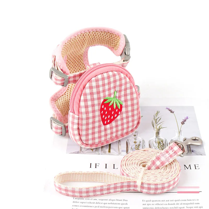 Sweet Embroidery Pattern Dog Leash Bag Functional Pet