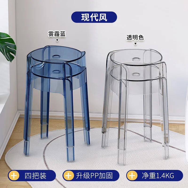 Transparent Plastic Stool Household Thickened Acrylic High Stool