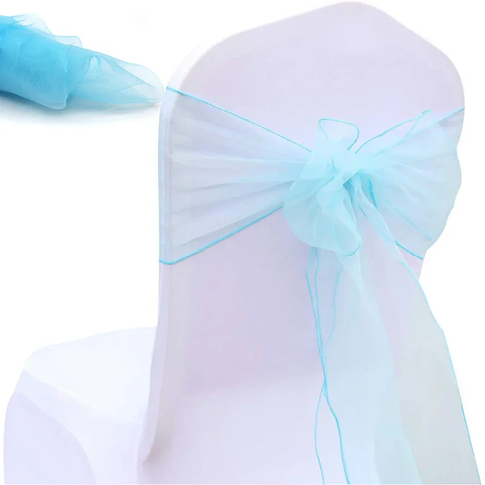 30PCs/lot Organza Chair Sashes Knot Bands Chair Bows