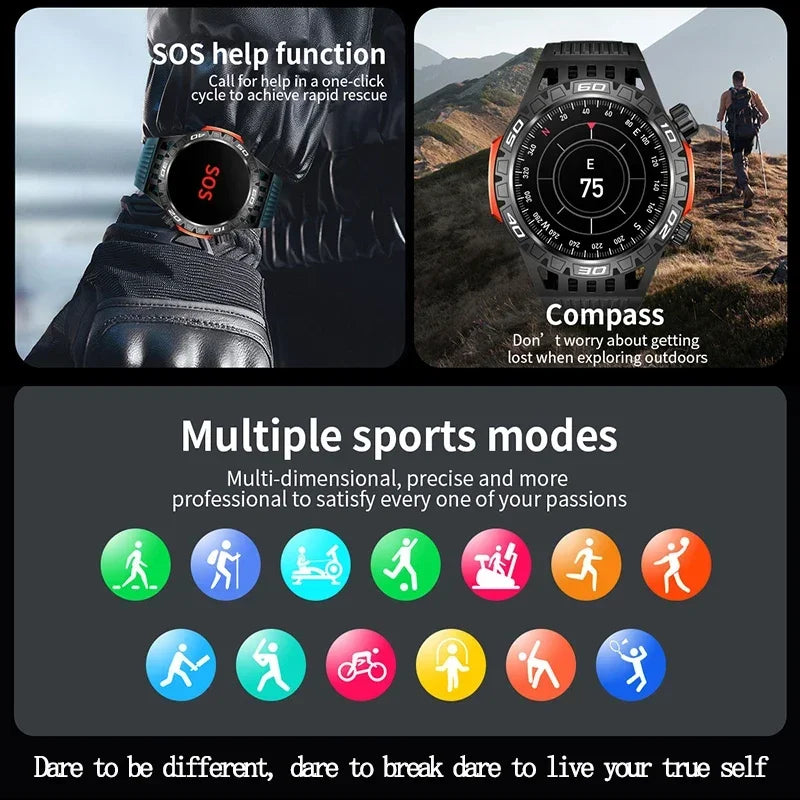 2024 New Smart Watch Men Outdoor Military Sports