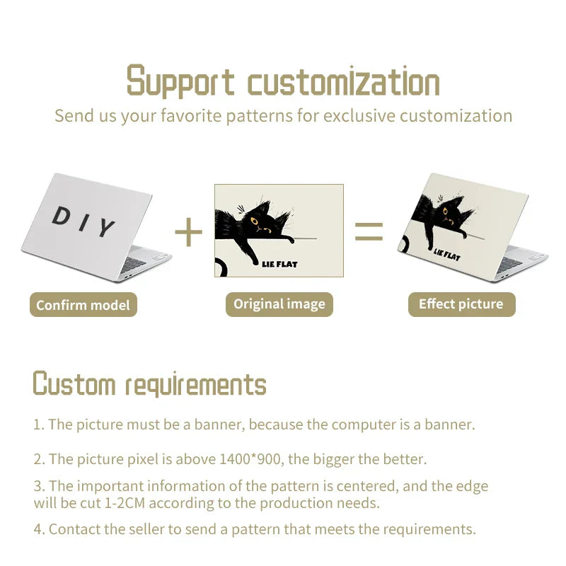 Laptop Skins Stickers Cat Cover Vinly Skin 13.3"15.6"17"Cartoon