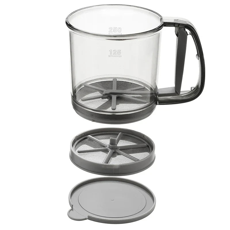 Stainless Steel Mesh Shaker Sieve Cup Crank Flour
