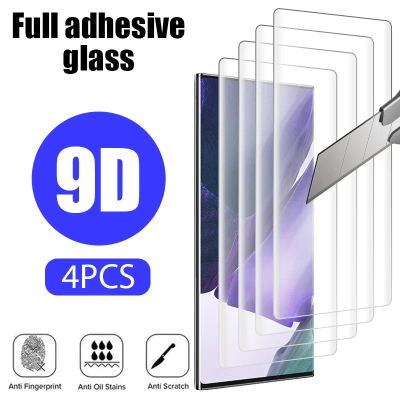 4Pcs 9D Full Cover Tempered Glass for Samsung