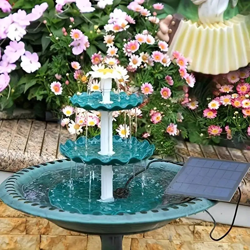 Solar Bird Bath Water Fountain Detachable DIY Water