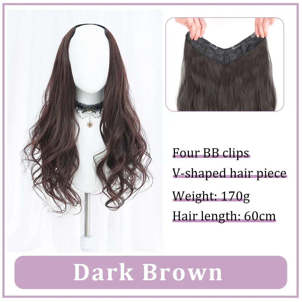 WEILAI Women's V-Shaped Long Hair Extension Synthetic Wig