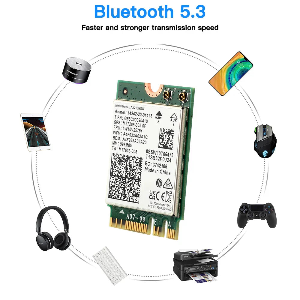 5374Mbps Intel AX210 Wifi 6E M.2 NGFF Wireless