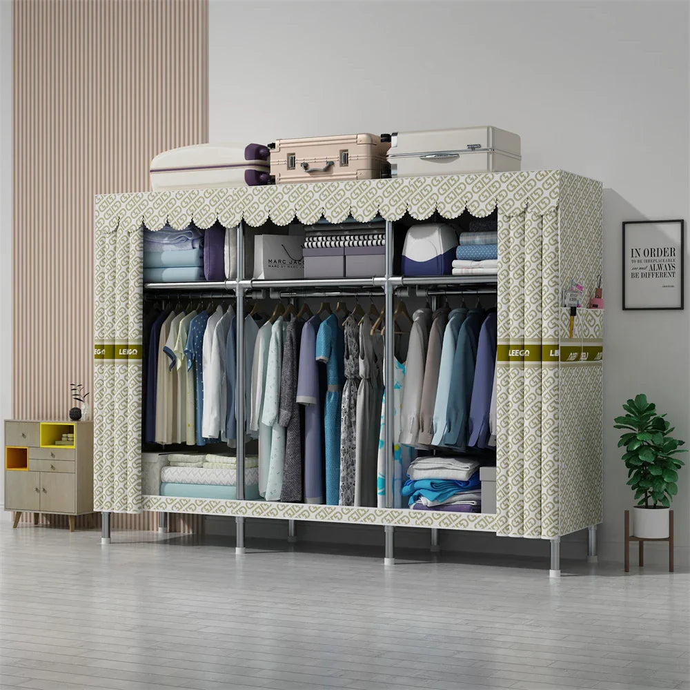 LEEGOHOME Wardrobe 85/110/130/150/170x45CMx170CM Closet Wardrobe with 23MM Steel