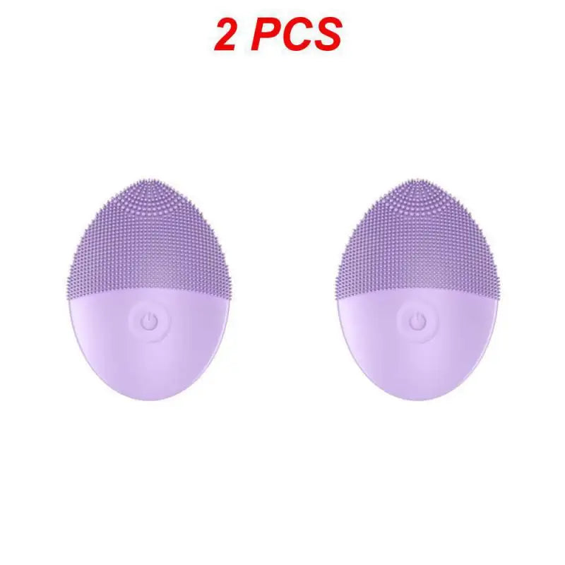 1/2PCS Electric Facial Cleansing Brush Silicone Ultrasonic Vibration