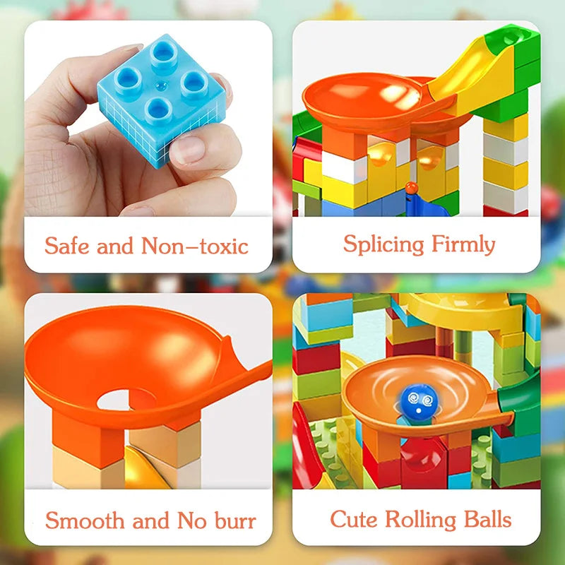 Mini Marble Run Building Blocks Kids Toy Plastic
