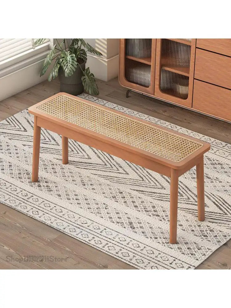 Rattan Bench Chandigarh Chair Household Solid Wood Dining