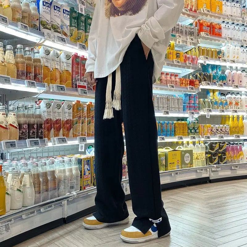 Men High Street Sweatpants Fashion Loose Casual Side