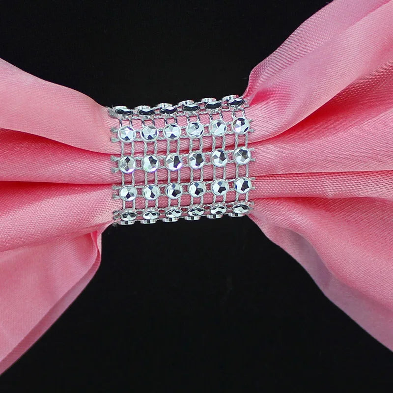 10pcs/50pcs Free Tie Wedding Satin Chair Sash Elastic