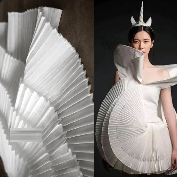 Width 17CM White Organ Pleated Singlelayer Pleated Wavy