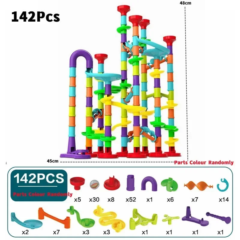 50/197Pcs Children Diy Game Marble Run Race Track