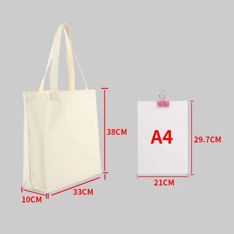 Large Capacity Canvas Shopping Bags DIY Folding EcoFriendly