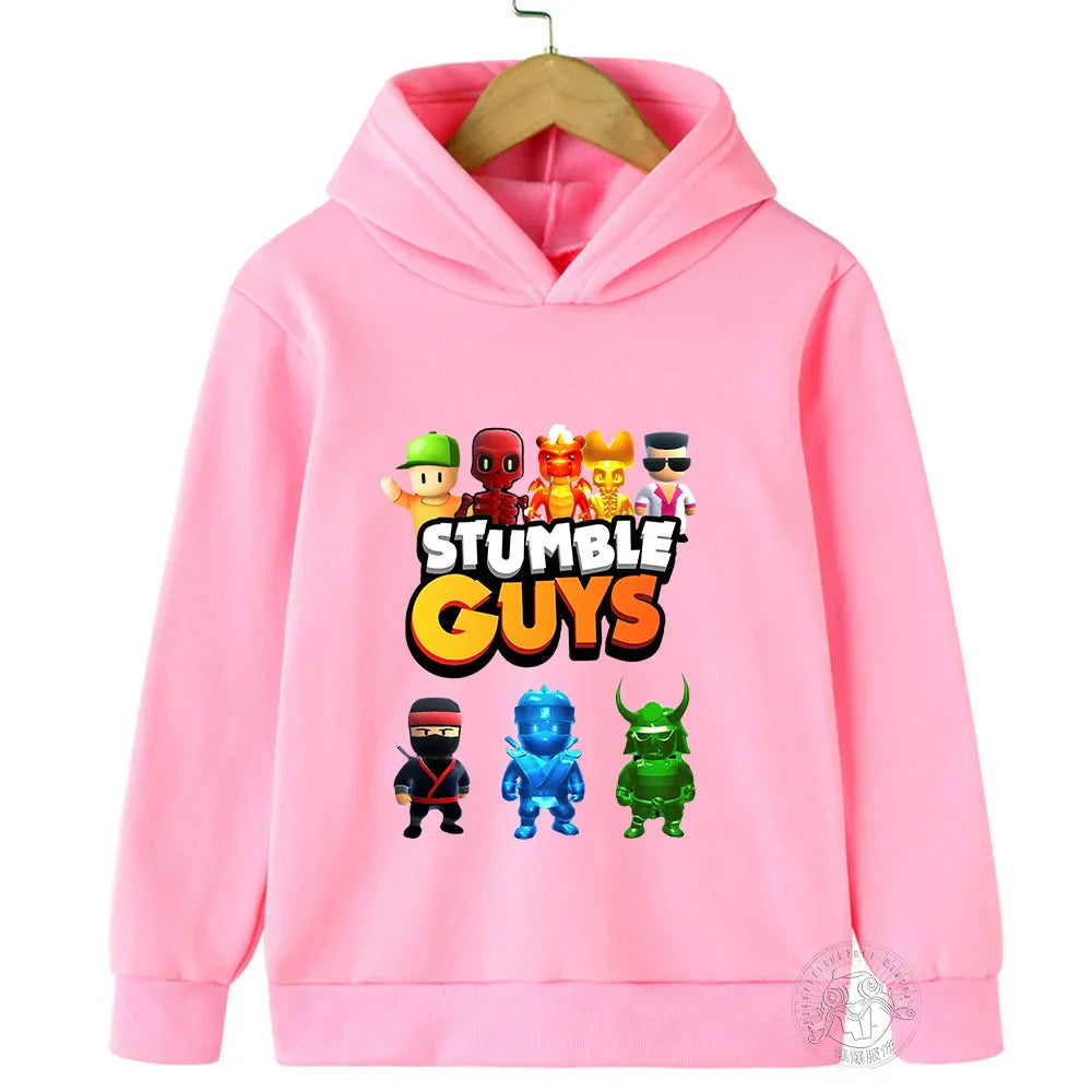 Kids Anime Stumble Guys Hooded Sweatshirts Long Sleeve