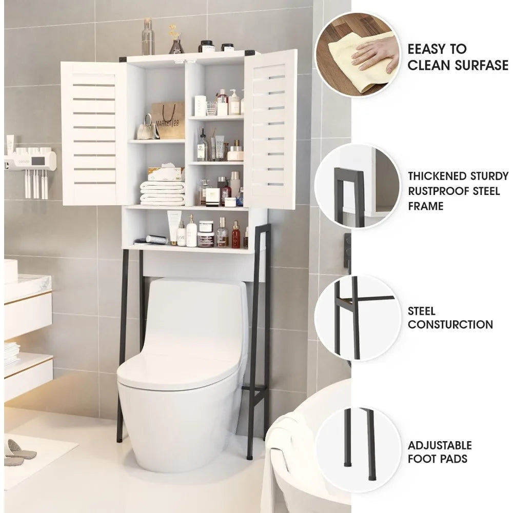 Storage Cabinet With 2-Door Blinds Bathroom Furniture Freestanding