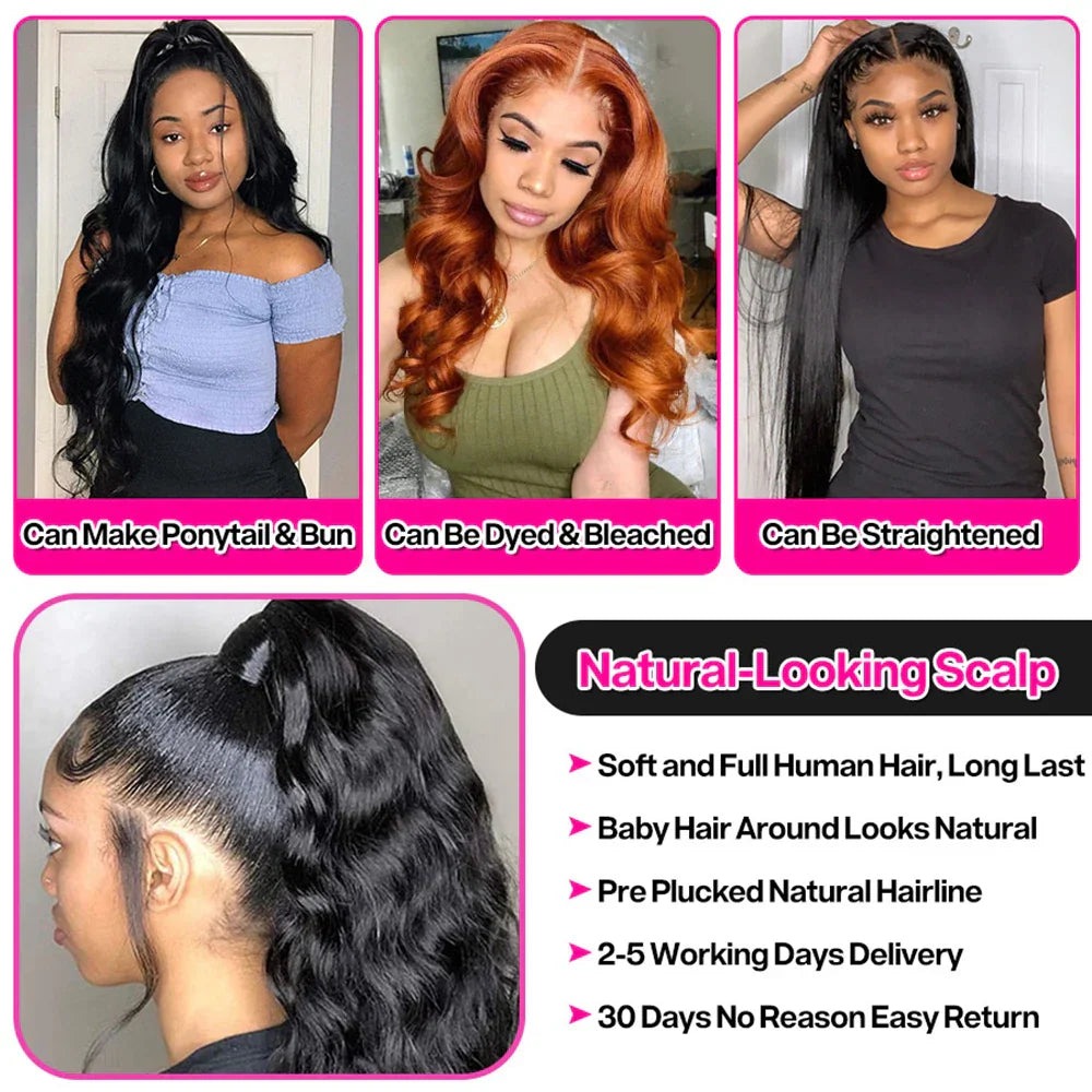 13x4 13x6 Transparent Lace Frontal Wig Body Wave