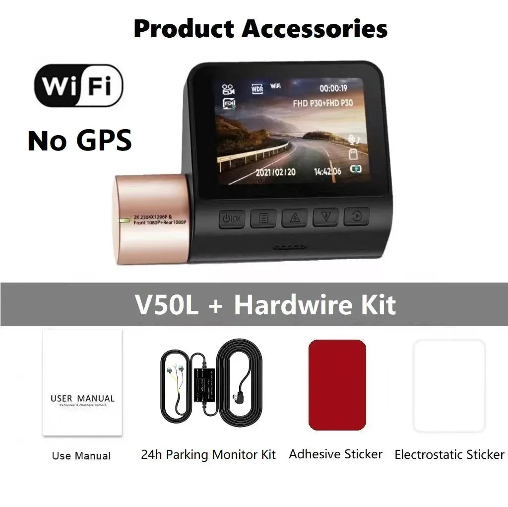 2K Dash Cam for Car Camera WIFI GPS