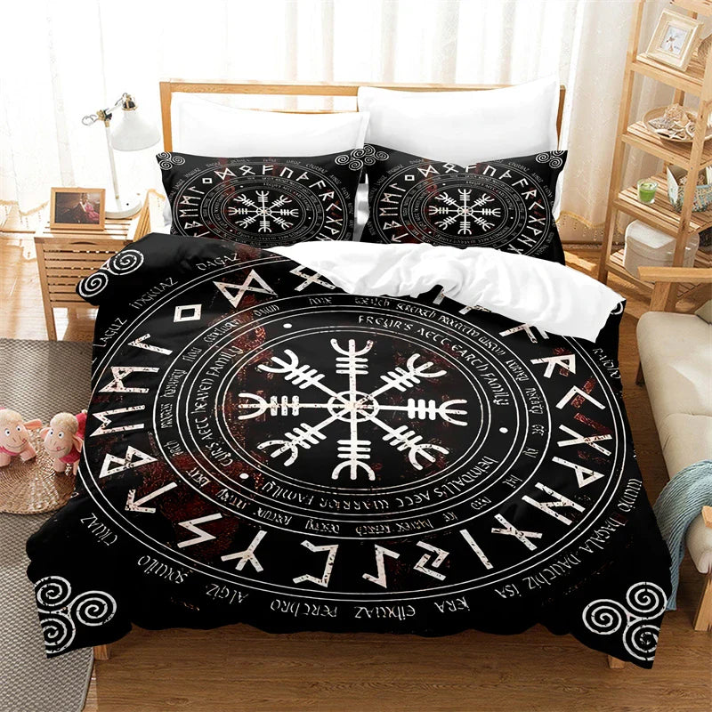 Vikings Duvet Cover Scandinavian Culture Print Bedding Set