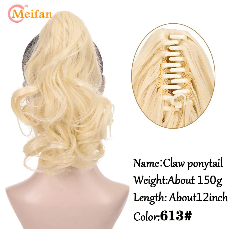 MEIFAN Long Synthetic Wavy Clip in Hair Ponytail