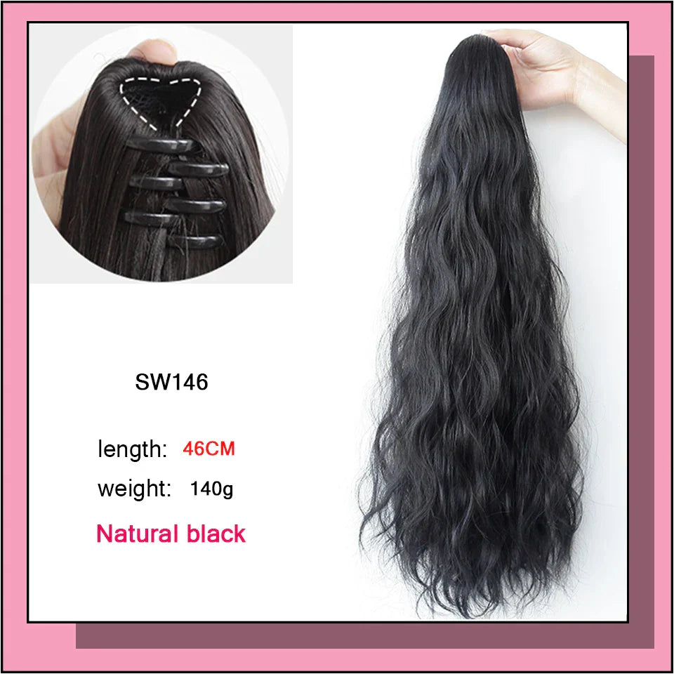 AS Long Wavy Straight Claw Clip On Ponytail