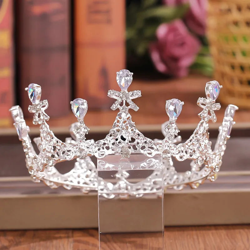 Crystal Rhinestone Round Crown Tiara Hair Jewelry Wedding