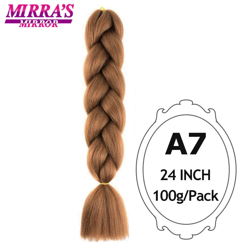 Jumbo Braiding Hair Extensions 24inch Ombre Hair For Braids 5Pcs Box Braid Yaki Texture Synthetic Fiber Fake Hair Mirra’s Mirror