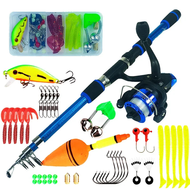 Spinning Fishing Rod and Reel Combo1.8M Telescopic Rod