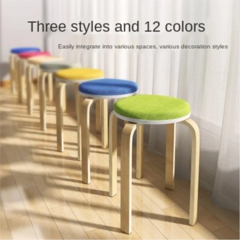 Teak Round Stool Household Bench Stool Solid Wood