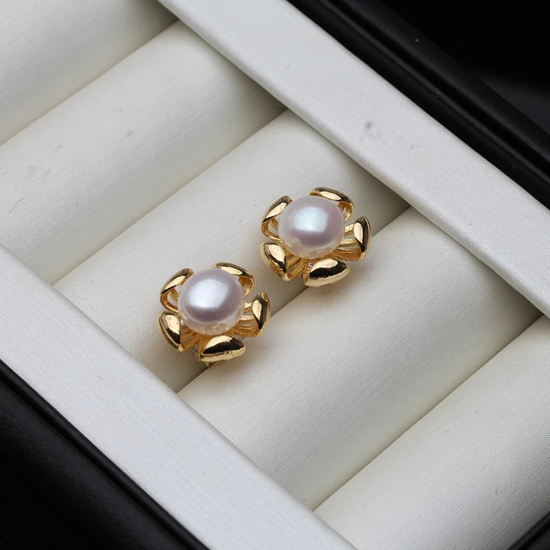 Genuine Cultured Freshwater Pearl Earring 925 Silver,Wedding Cute