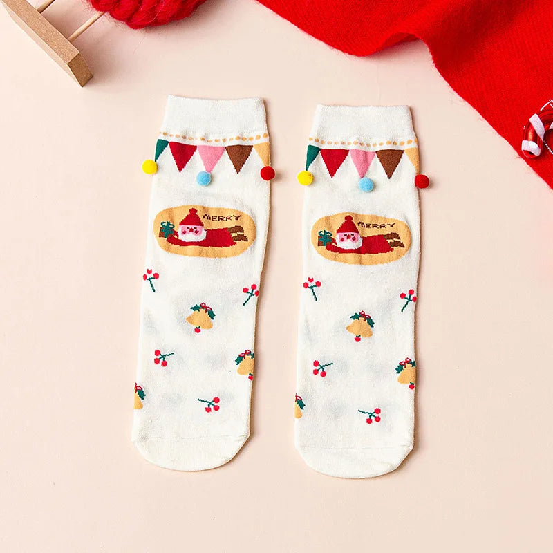 4 Pairs/Lot Children Girls Socks Christmas Socks For