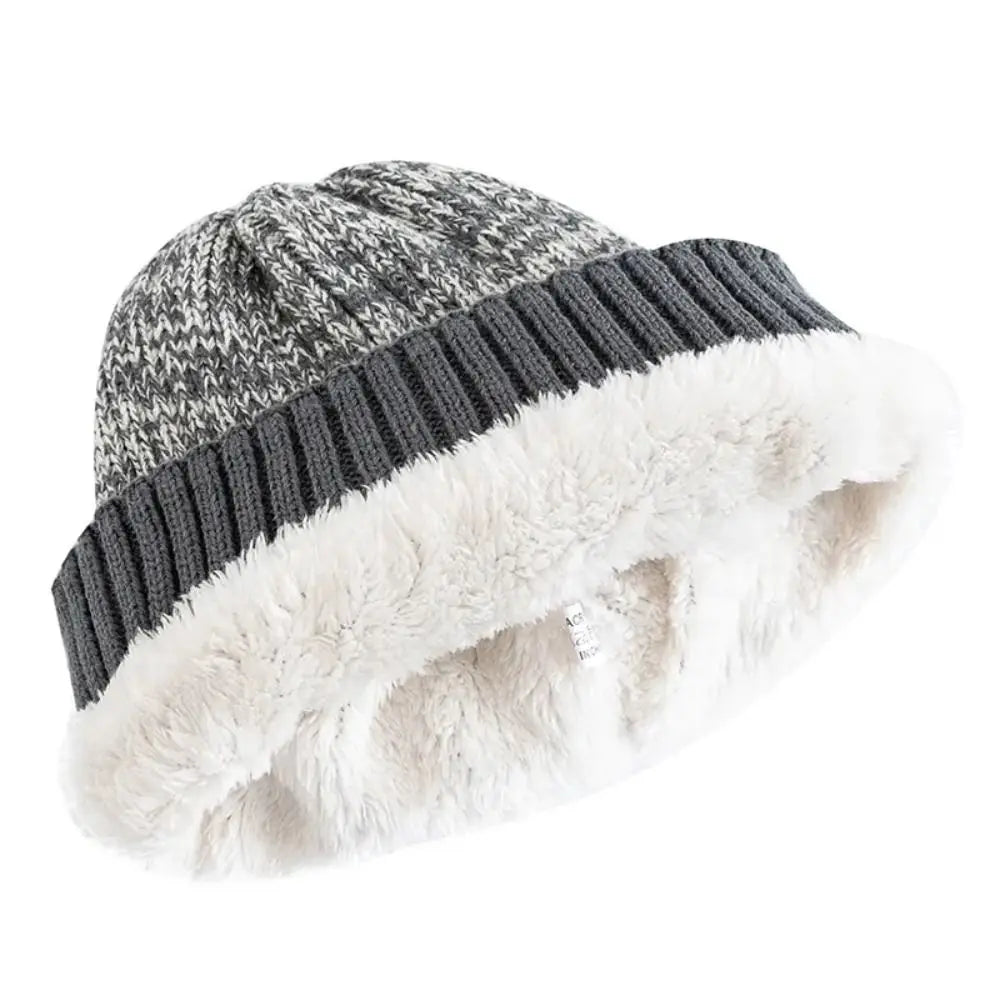 Warm Men's Winter Hat Vintage Striped Polyester Knitted
