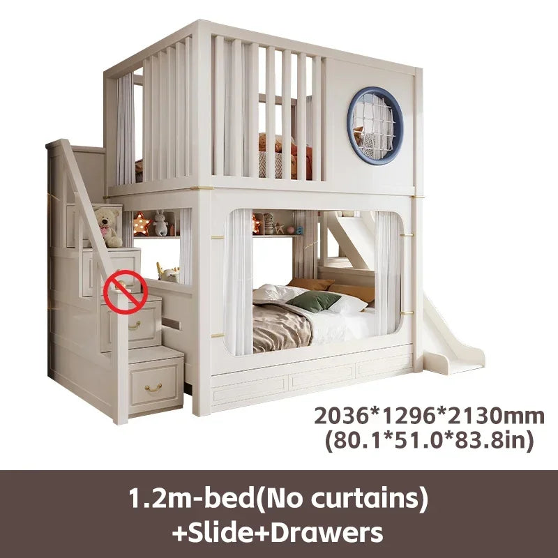 Modern High And Low Kids Bed With Ladder