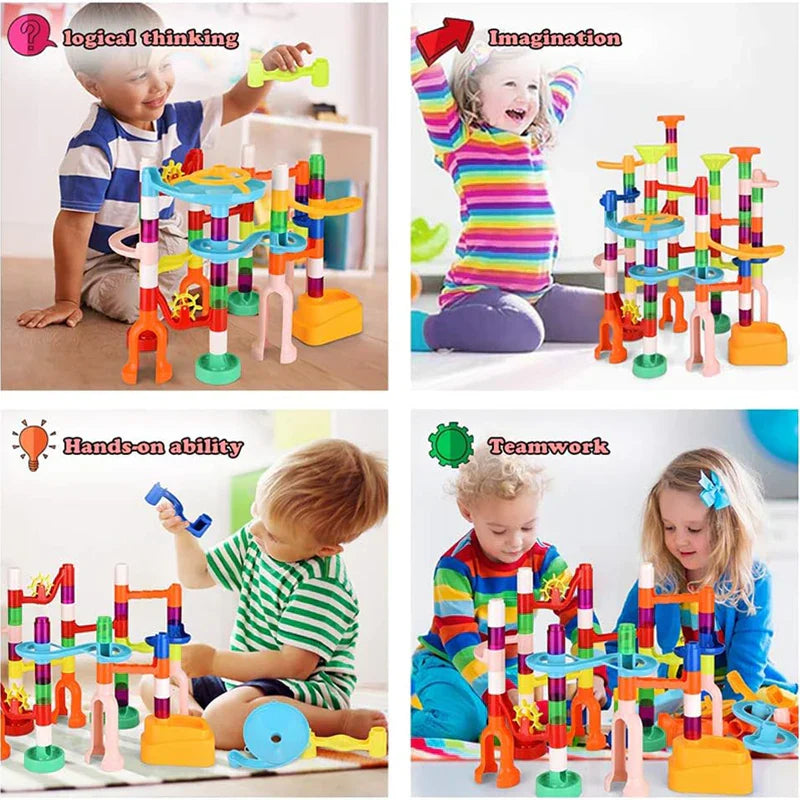 Marbles Run Catapult Track Building Blocks Slide Beads
