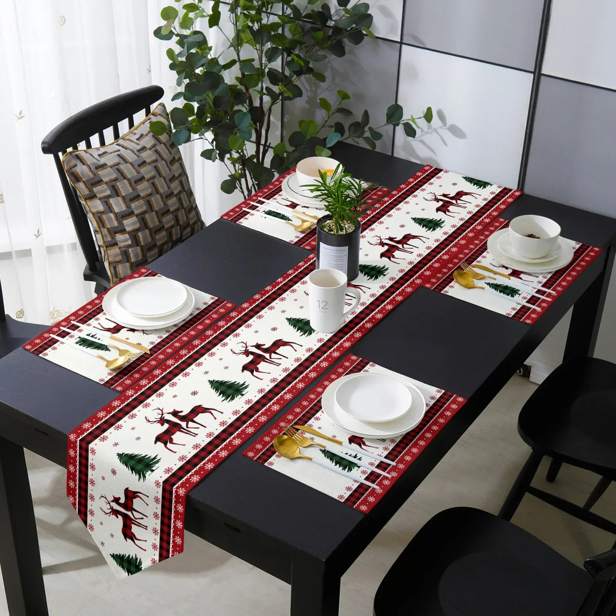 Christmas Snowman Santa Claus Table Runner Not Included