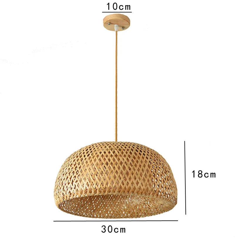 Bamboo Pendant Lamp Hand Knitted Chinese Style Weaving