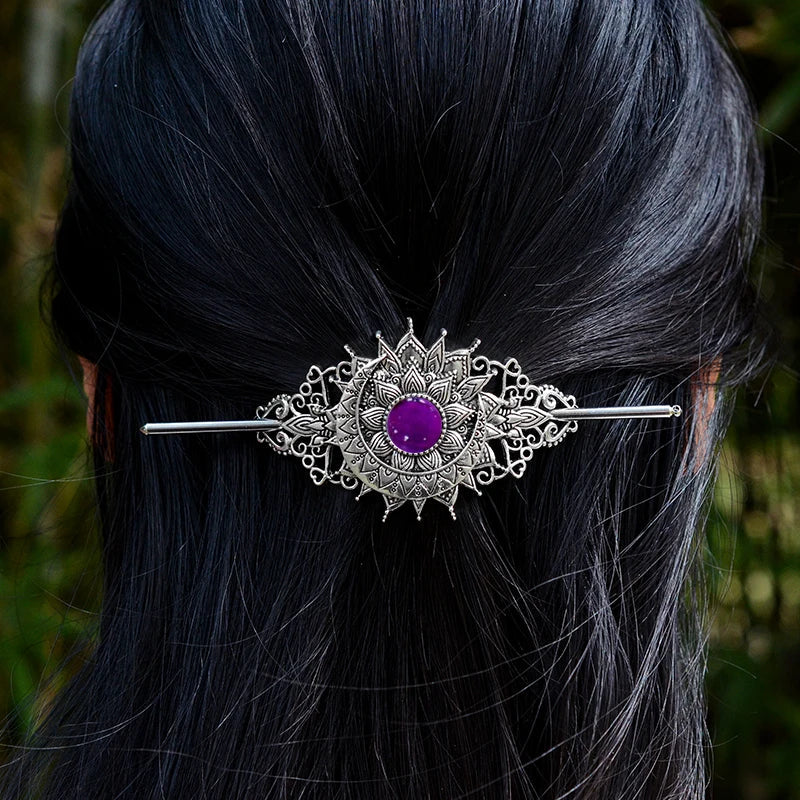 Witch Bat Hairstick Black Gothic Barrette Pagan Vampire