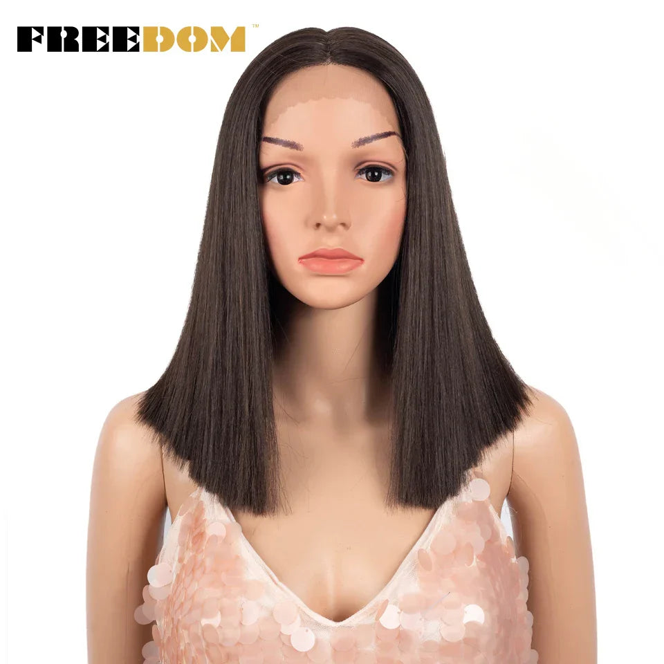 FREEDOM Synthetic Lace Wig Short Bob Straight Middle