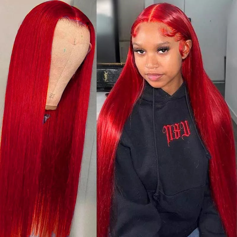 Hot Red Straight 13x6/13x4 Lace Front Wig Brazilian