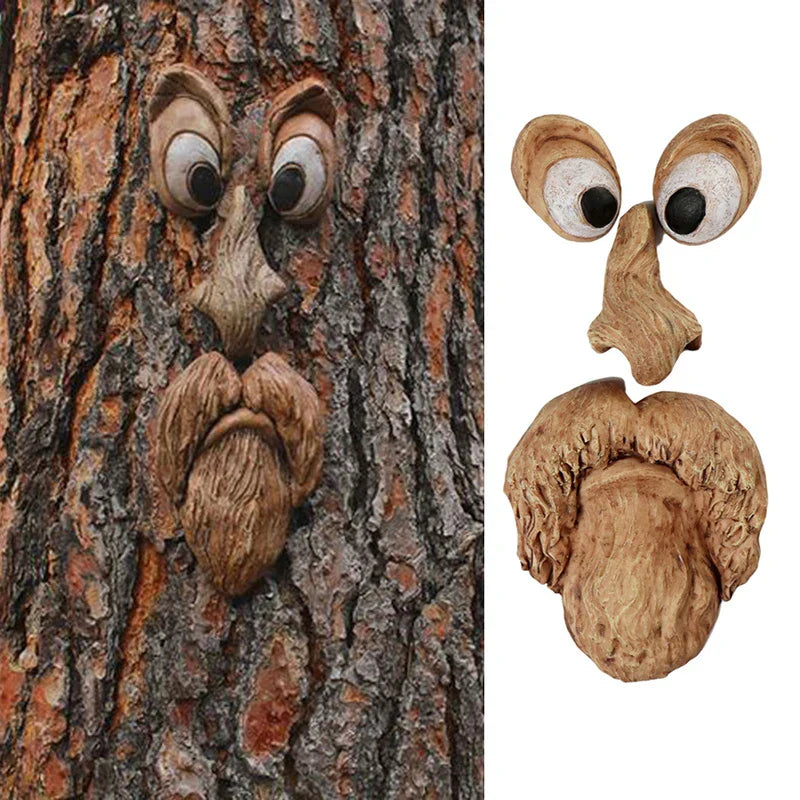 Funny Old Man Tree Face Sculpture Resin Ornament