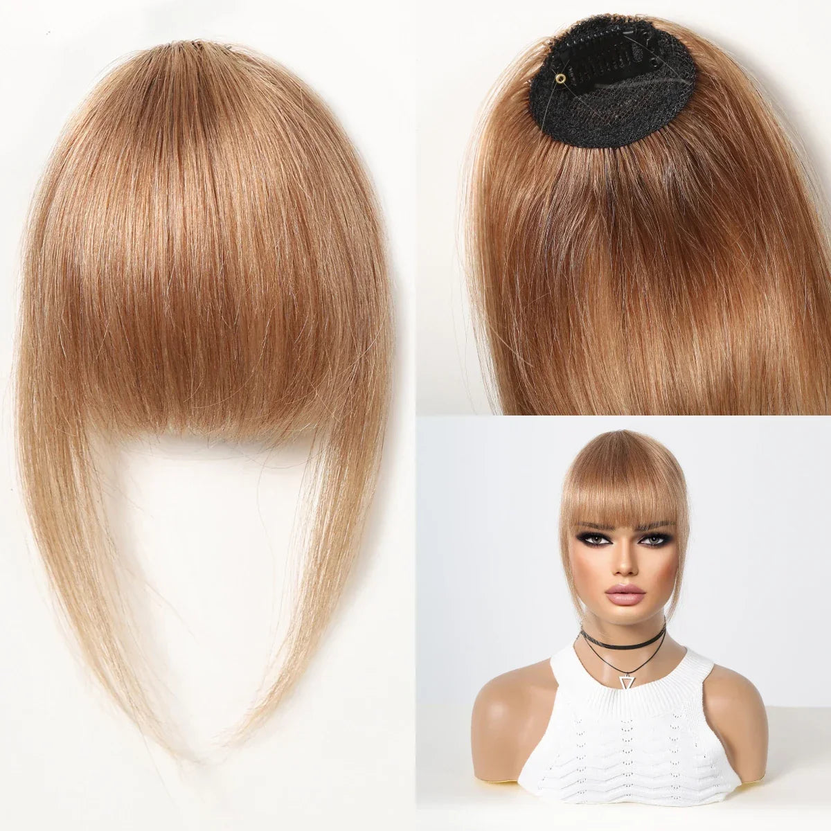 100% Human Hair Bangs Natural Black Brown French