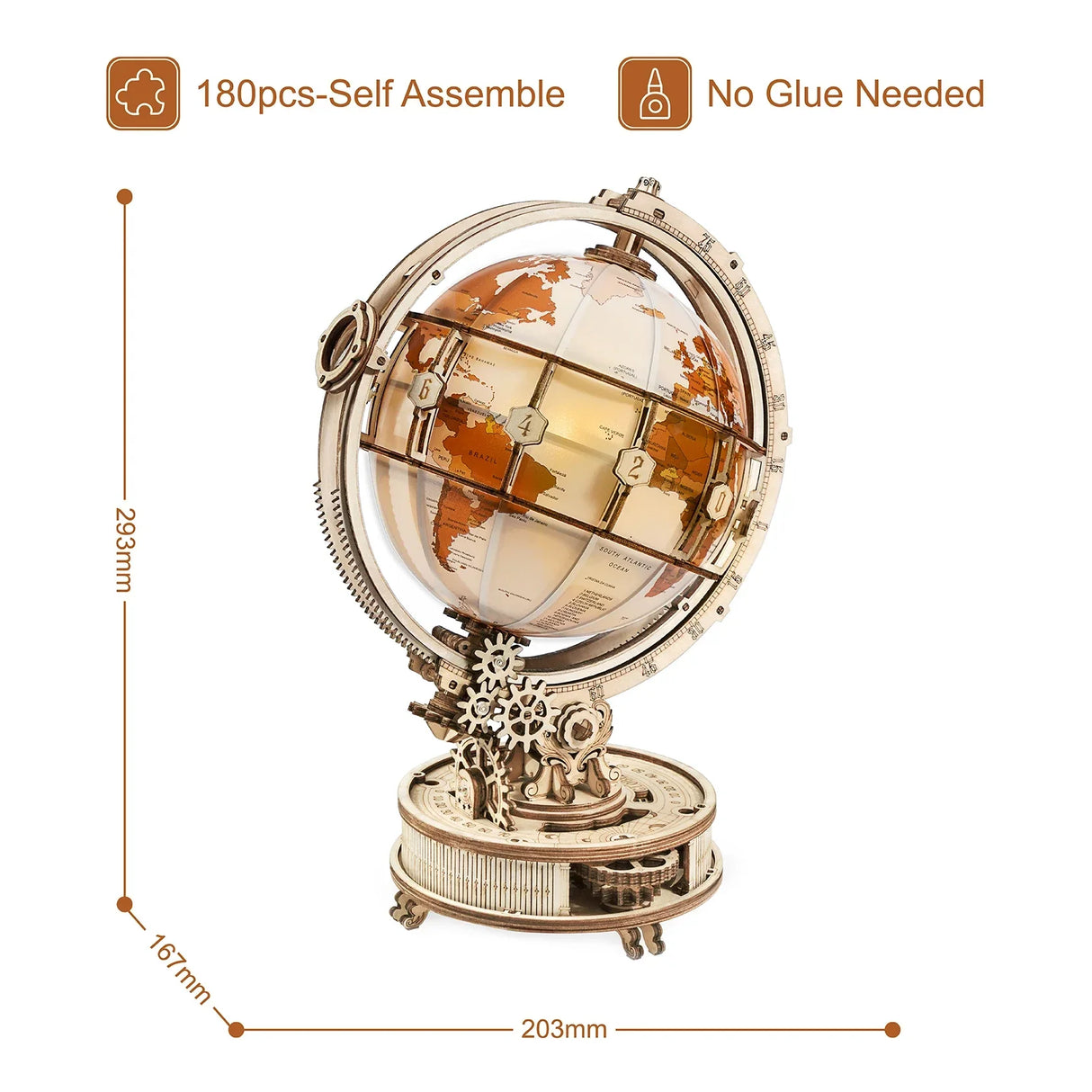 Wooden Globe Lamp 3D Puzzle Games Birthday Gift