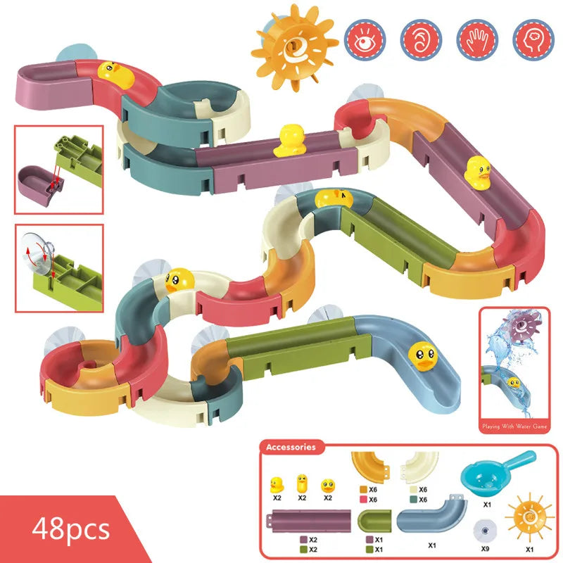 DIY Baby Bath Toys Marble Race Run Assembling
