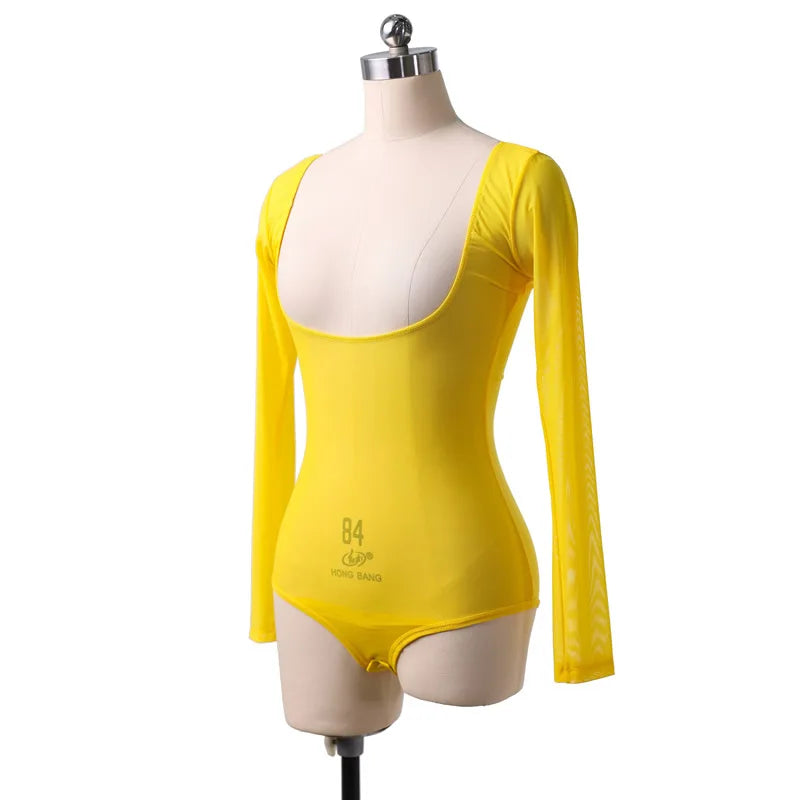 Long Sleeve Bodycon Gauze Top Sheer Pure Mesh