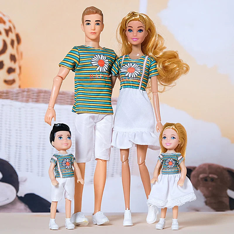 30cm Family Doll Movable Body Mom Dad Ken