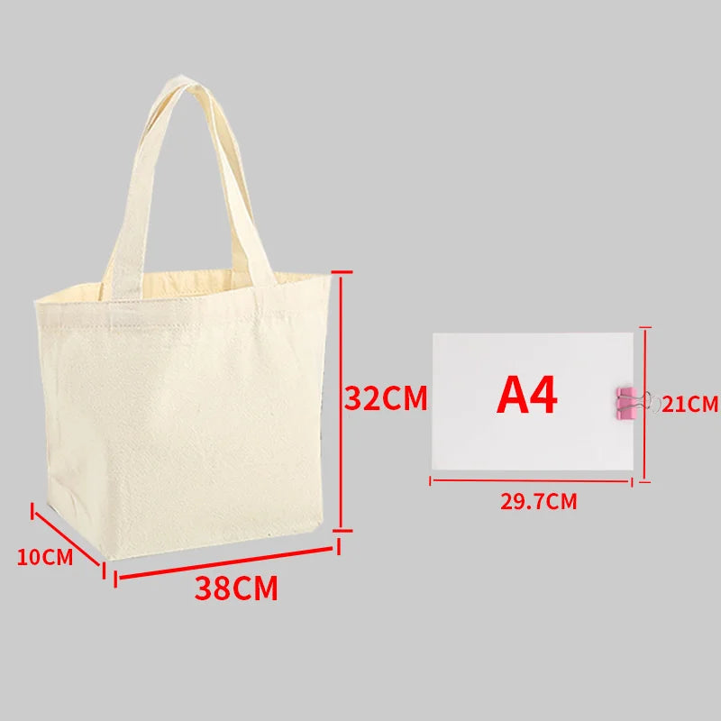 Large Capacity Canvas Shopping Bags DIY Folding EcoFriendly