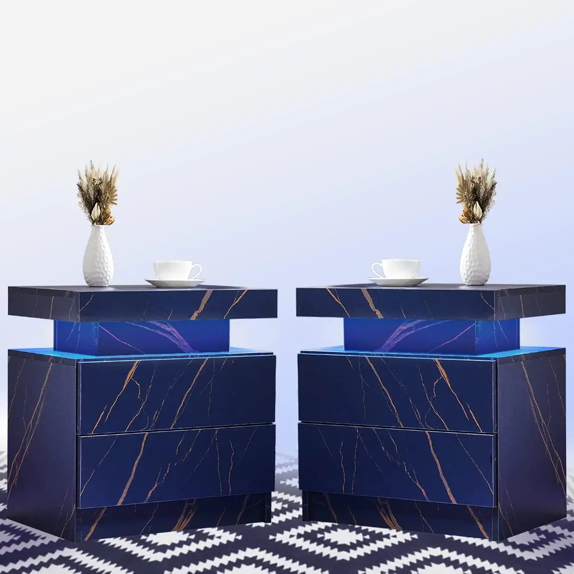 Side Bed Table With LED Light Bedside Tables