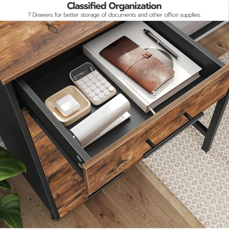 HOOBRO 7-Drawer Chest Dresser Wooden File Cabinet