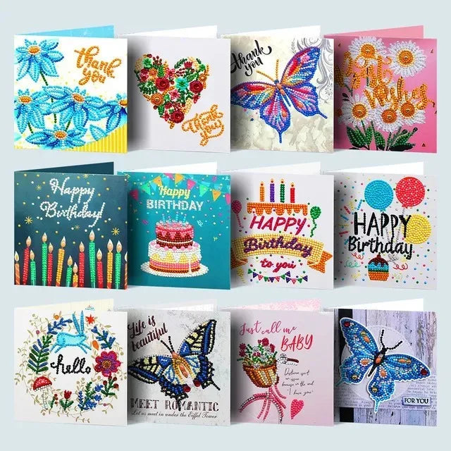 AZQSD Diamond Painting Greeting Card Blessing Christmas 6/8/12pcs